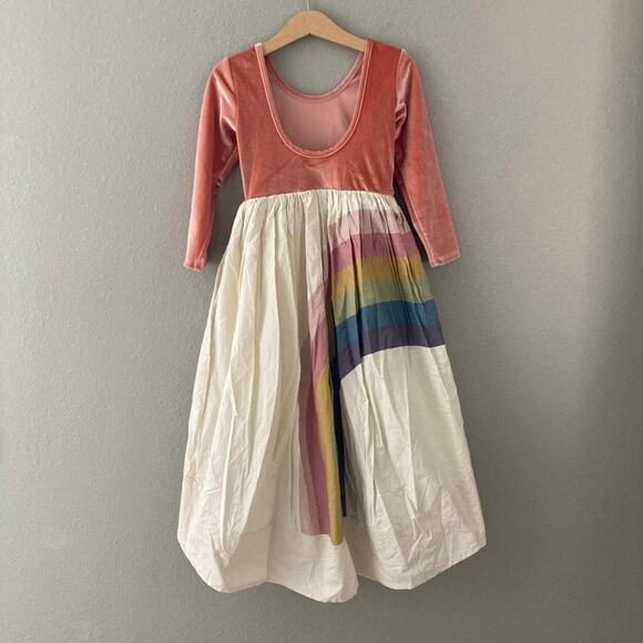 Pleiades Pink Velvet Pastel Rainbow High Low Dress - 6 - Picture 3 of 7